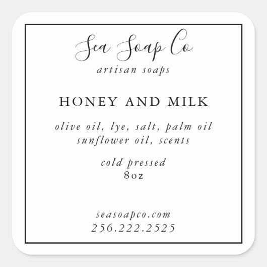 Aanpasbare zeepstickers vierkante sticker (Voorkant)