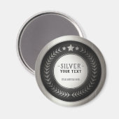 AANPASBARE ZILVEREN KAMPIOEN MEDAILLE MET EIGEN OP MAGNEET (Voorkant / Achterkant)