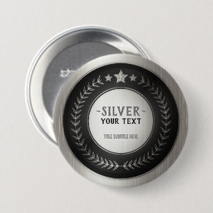 AANPASBARE ZILVEREN KAMPIOEN MEDAILLE MET EIGEN OP RONDE BUTTON 7,6 CM