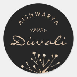 Aanpasbare zwart en goud Diwali Ronde Sticker