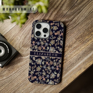 Aanpasbare Zwarte Bloem Pastel Gouden Bloemen iPhone 15 Pro Max Hoesje