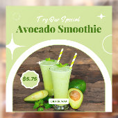 Aanpassen Avocado Smoothie Shop Promo Prijs Raamsticker (Vel 2)
