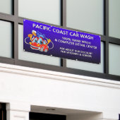 Aanpassen Blauwe Autowas Comical Toon Zakelijk  Spandoek (Buitenkant Gebouw)