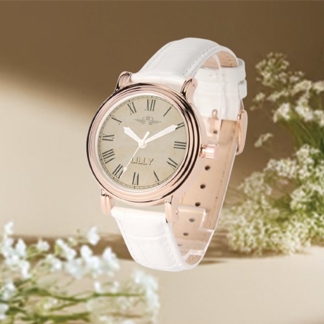 Aanpassen Chic Monogram Girly  Gold Horloge (Creator heeft geüpload)