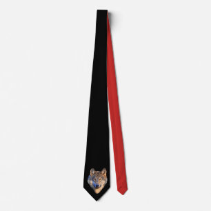 Aanpassen Cool Rood-Zwart Stropdas met Wolf Head