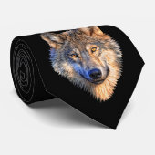 Aanpassen Cool Rood-Zwart Stropdas met Wolf Head (Opgerold)