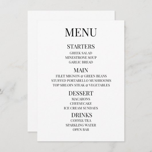 Aanpassen - Creëer Uw eigen aangepaste menu (Voorkant / Achterkant)