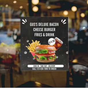 Aanpassen Deluxe Burger Friet Drank Restaurant Med Poster