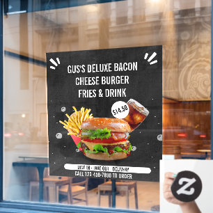 Aanpassen Deluxe Burger Frietjes Drank Restaurant Raamsticker