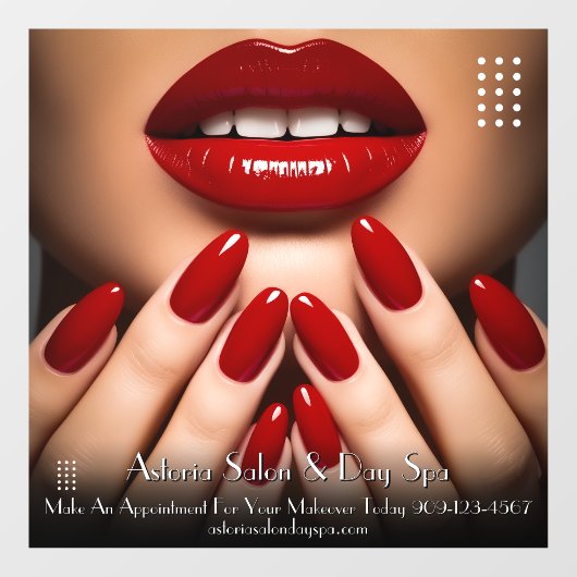 Aanpassen Elegant Nails Day Spa Make-up Salon Raamsticker (Vel)