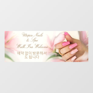 Aanpassen Engelse Koreaanse Nagelsalon Welkom Raamsticker