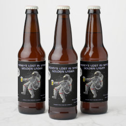 Aanpassen Funny Spaceman Astronaut Verdwaald In De Bier Etiket