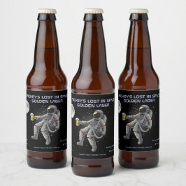 Aanpassen Funny Spaceman Astronaut Verdwaald In De Bier Etiket