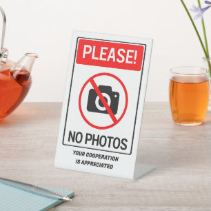 Aanpassen Gelieve Geen Foto's Privacy Reclamebord Met Voetstuk
