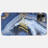 Aanpassen Gold White Blue MARBLE Phone Case Inital (Achterkant (horizontaal))