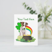 Aanpassen It Jack Russell Puppy St Pattys Day Kaar Briefkaart (Staand voorkant)