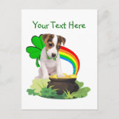 Aanpassen It Jack Russell Puppy St Pattys Day Kaar Briefkaart (Voorkant)