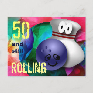 Aanpassen Leeftijd bowling Verjaardag Briefkaart