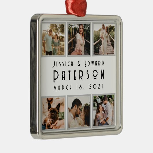 Aanpassen, liefdesfoto's Moderne persoonlijke cade Metalen Ornament (Rechts)