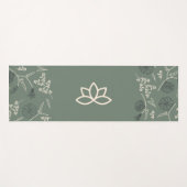 Aanpassen Logo Sage Green Lotus Botanical Pattern Yogamat (Voorkant (horizontaal))