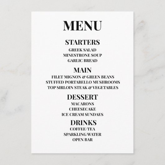 Aanpassen - Maak uw eigen menu (Voorkant)