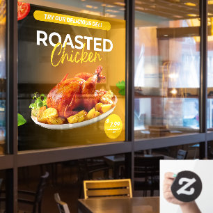 Aanpassen Market Deli Geroosterde kip Prijs Promo Raamsticker
