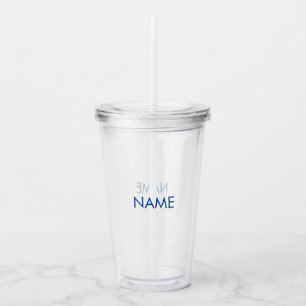 Aanpassen met naam, tekst minimalistisch blauw hel acryl drinkbeker