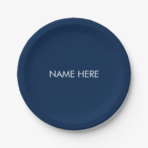 Aanpassen met naam, tekst minimalistisch blauw van papieren bordje