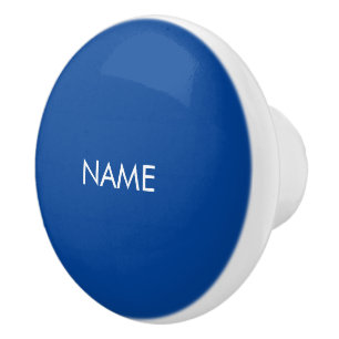 Aanpassen met naam, tekst minimalistisch blauw wit keramische knop