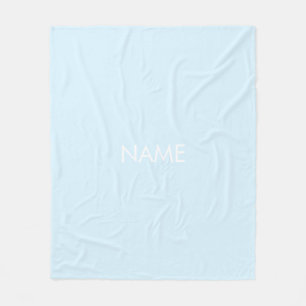 Aanpassen met naam, tekst minimalistisch lichtblau fleece deken