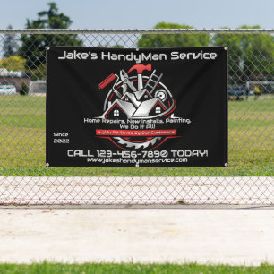 Aanpassen moderne rood zwart klusjesman service he spandoek