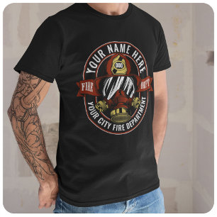 Aanpassen NAME Brandweer Helm Masker Brandweer Red T-shirt