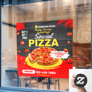 Aanpassen Pizza Football Night Pepperoni Deal Raamsticker