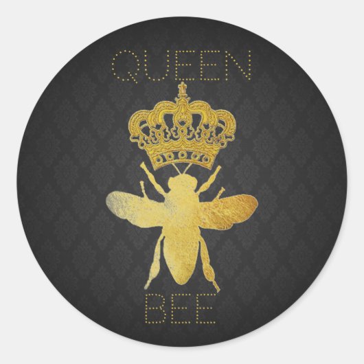 Aanpassen QUEEN BEE Damask Gold Gift Stickers (Voorkant)