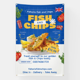Aanpassen UK-editie Lekkere Fish N Chips-restauran Spandoek