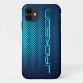 Aanpassen van blauwe koolstofvezel gepatterd iPhone 11 hoesje