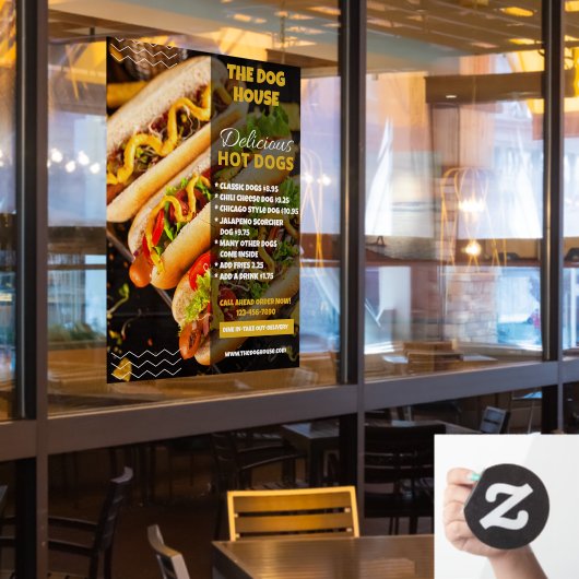 Aanpassen van Delicious Hotdogs Restaurant Medium Raamsticker (Restaurant Raam)