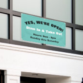 Aanpassen We zijn open in-en-uit Spandoek (Buitenkant Gebouw)