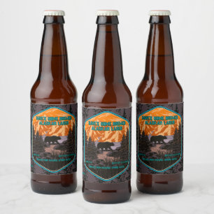 Aanpassen Zwarte Beer Natuur Bergen Blauw Bier Etiket
