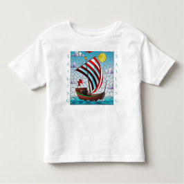 Aanpassing van blauwe zeezeilboot Clear Sky Sun Kinder Shirts