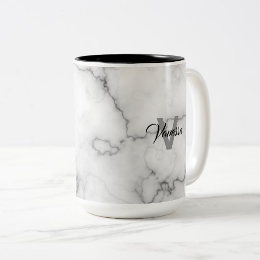 Aanpassing van marmer Pattern Tweekleurige Koffiemok (Voorkant rechts)