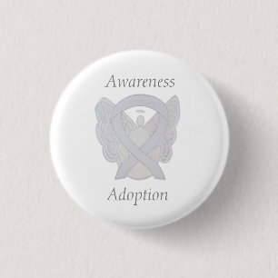 Aanpassingsbewustzijn Angel White Ribbon Custom Pi Ronde Button 3,2 Cm