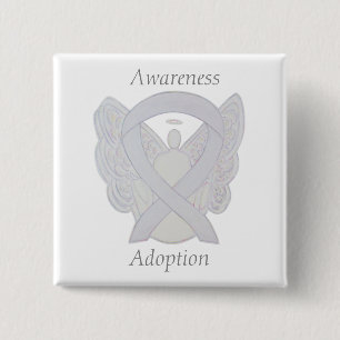 Aanpassingsbewustzijn Angel White Ribbon Custom Pi Vierkante Button 5,1 Cm