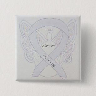 Aanpassingsbewustzijn Angel White Ribbon Custom Pi Vierkante Button 5,1 Cm