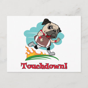 Aanraakscherm Football Pug-T - shirts en -cadeaus Briefkaart