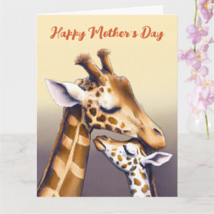 Aanrakend moment tussen moeder Giraffe & kalf Kaart