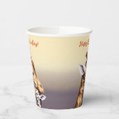 Aanrakend moment tussen moeder Giraffe & kalf Papieren Bekers (Links)