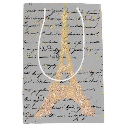 Aanraking Gold Eiffel Tower Medium Gift Bag Medium Cadeauzakje (Voorkant)