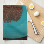 Aanraking van het Zee: een cyaan kom koffie Theedoek (Quarter Fold)