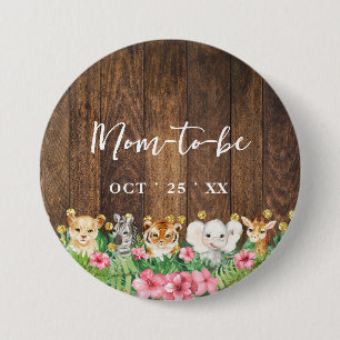 Aanstaande Moeder Roze Rustieke Safari Baby Borrel Ronde Button 7,6 Cm